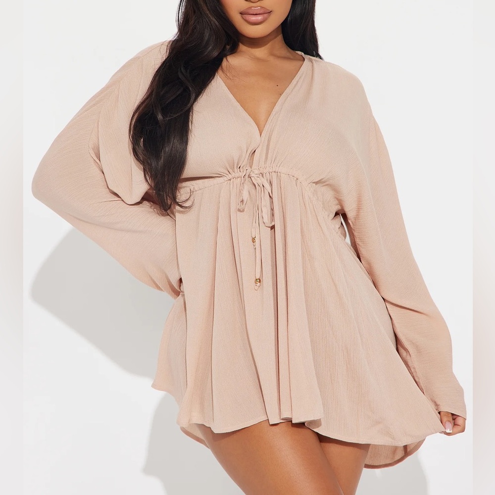 Linen Swim Cover Up Dress - Taupe
